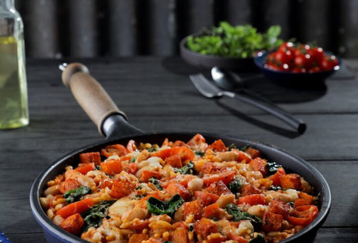Italian Roast Butternut Squash, Orzo and Bean Bake