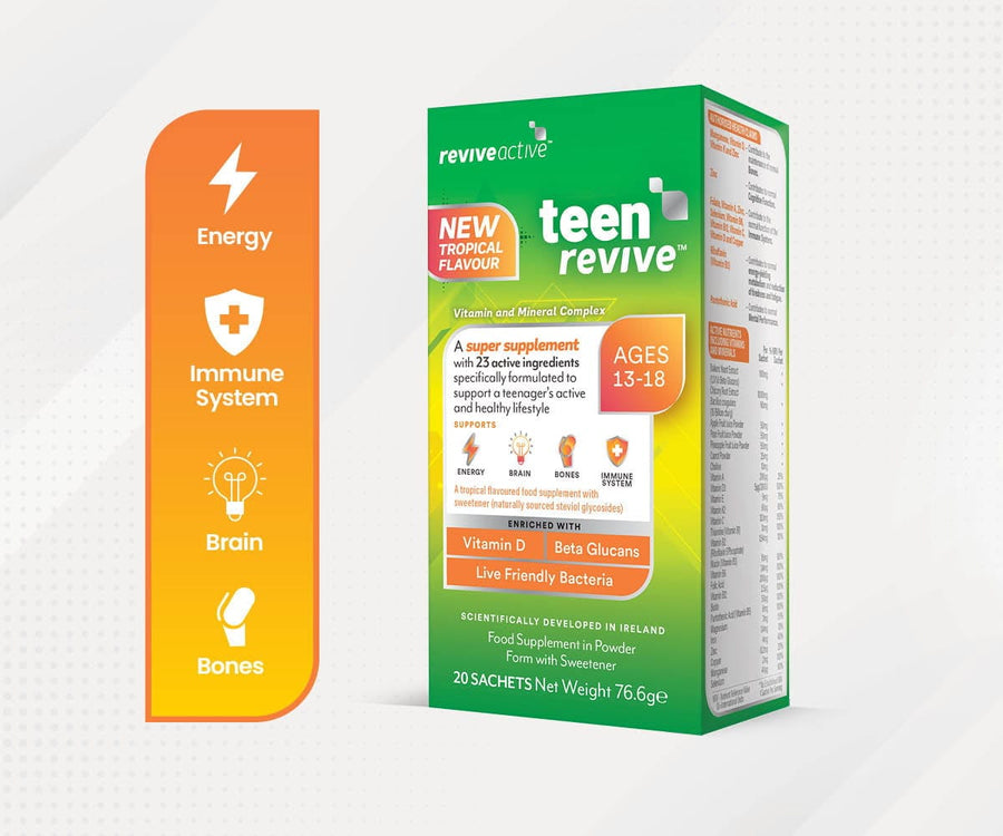 Revive Active Vitamins & Supplements 1 BOX (20 SACHETS) Teen Revive Tropical Flavour